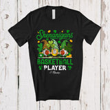 MacnyStore - Personalized Custom Name Shenanigans Basketball Player; Lovely St. Patrick's Day 3 Leopard Gnomes T-Shirt