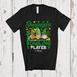 MacnyStore - Personalized Custom Name Shenanigans Bowling Player; Lovely St. Patrick's Day 3 Leopard Gnomes T-Shirt