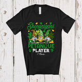 MacnyStore - Personalized Custom Name Shenanigans Petanque Player; Lovely St. Patrick's Day 3 Leopard Gnomes T-Shirt