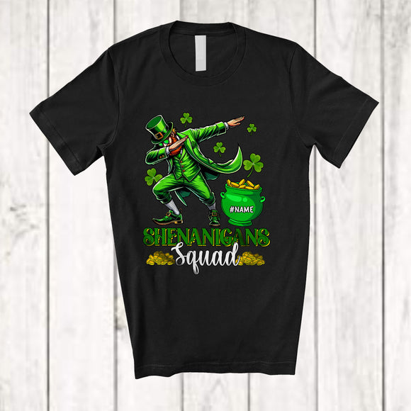 MacnyStore - Personalized Custom Name Shenanigans Squad; Amusing St. Patrick's Day Leprechaun Dabbing; Family T-Shirt