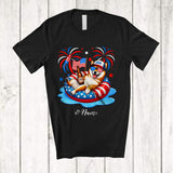MacnyStore - Personalized Custom Name Shiba Drinking On Float Beach; Joyful 4th Of July Patriotic T-Shirt