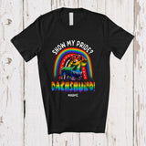 MacnyStore - Personalized Custom Name Show My Pride Dachshund; Adorable LGBTQ Pride Gay Rainbow T-Shirt