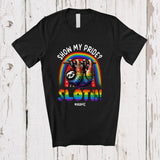 MacnyStore - Personalized Custom Name Show My Pride Sloth; Adorable LGBTQ Pride Gay Rainbow T-Shirt