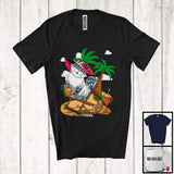 MacnyStore - Personalized Custom Name Siberian Cat On Beach, Lovely Summer Vacation Kitten Palm Tree T-Shirt