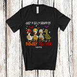 MacnyStore - Personalized Custom Name Silly Squad Of Biology Teacher; Humorous Halloween Goose Farmer T-Shirt