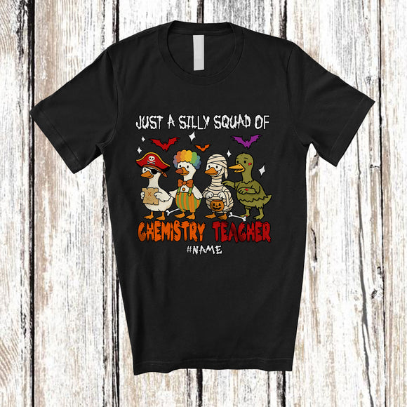 MacnyStore - Personalized Custom Name Silly Squad Of Chemistry Teacher; Humorous Halloween Goose Farmer T-Shirt