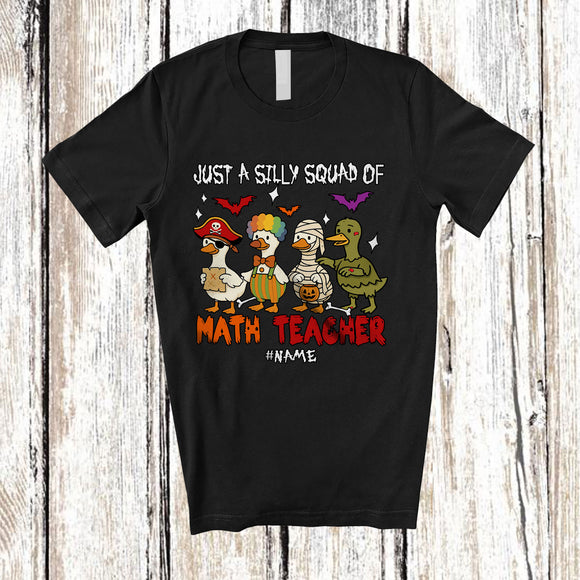 MacnyStore - Personalized Custom Name Silly Squad Of Math Teacher; Humorous Halloween Goose Farmer T-Shirt