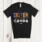 MacnyStore - Personalized Custom Name Sister; Spooky Halloween Boo Ghost Witch Sister; Family Group T-Shirt