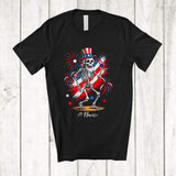 MacnyStore - Personalized Custom Name Skeleton American Flag Hat; Awesome 4th Of July US Flag Patriotic T-Shirt