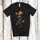 MacnyStore - Personalized Custom Name Skeleton Bobble Flower; Amazing Halloween Skeleton Bow Tie Pumpkin T-Shirt