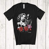 MacnyStore - Personalized Custom Name Skeleton Doing A Tattoo; Humorous Halloween Roses Women Girl Tattoo T-Shirt