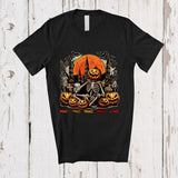 MacnyStore - Personalized Custom Name Skeleton Drinking Coffee; Scary Halloween Moon Pumpkin; Drunker T-Shirt