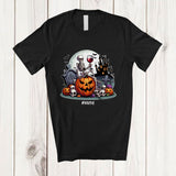 MacnyStore - Personalized Custom Name Skeleton Drinking Wine Sitting On Pumpkin; Creepy Halloween Drunker T-Shirt