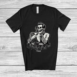 MacnyStore - Personalized Custom Name Skeleton Men Drinking Coffee; Creepy Halloween Family T-Shirt