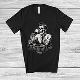 MacnyStore - Personalized Custom Name Skeleton Men Drinking Wine; Creepy Halloween Drunker T-Shirt