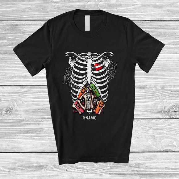 MacnyStore - Personalized Custom Name Skeleton Rib Cage With Sausage Inside; Joyful Halloween X-Ray Food T-Shirt