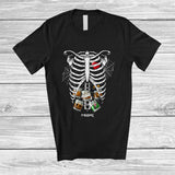 MacnyStore - Personalized Custom Name Skeleton Rib Cage With Whiskey Inside; Joyful Halloween X-Ray Drinking T-Shirt