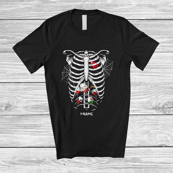 MacnyStore - Personalized Custom Name Skeleton Rib Cage With Wine Inside; Joyful Halloween X-Ray Drinking T-Shirt