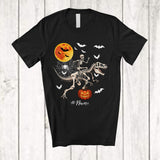 MacnyStore - Personalized Custom Name Skeleton Riding T-Rex Bones; Joyful Halloween T-Rex Racing T-Shirt