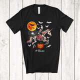 MacnyStore - Personalized Custom Name Skeleton Riding Unicorn Bones; Joyful Halloween Unicorn Racing T-Shirt