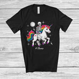 MacnyStore - Personalized Custom Name Skeleton Riding Unicorn; Humorous Halloween Skeleton Skull Unicorn T-Shirt