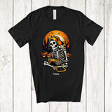 MacnyStore - Personalized Custom Name Skeleton Video Gaming; Awesome Halloween Moon Gamer T-Shirt