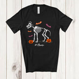 MacnyStore - Personalized Custom Name Skeleton Wolf; Creepy Halloween Pumpkin Candy; Boys Family T-Shirt