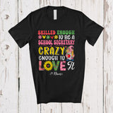 MacnyStore - Personalized Custom Name Skilled Enough To Be A School Secretary Crazy; Lovely Gnomes Flowers T-Shirt