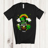 MacnyStore - Personalized Custom Name Skull Leprechaun With Rainbow; Amazing St. Patrick's Day Shamrocks T-Shirt