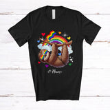 MacnyStore - Personalized Custom Name Sloth With Rainbow Sunglasses; Awesome LGBTQ Pride Gay Flag Sloth T-Shirt