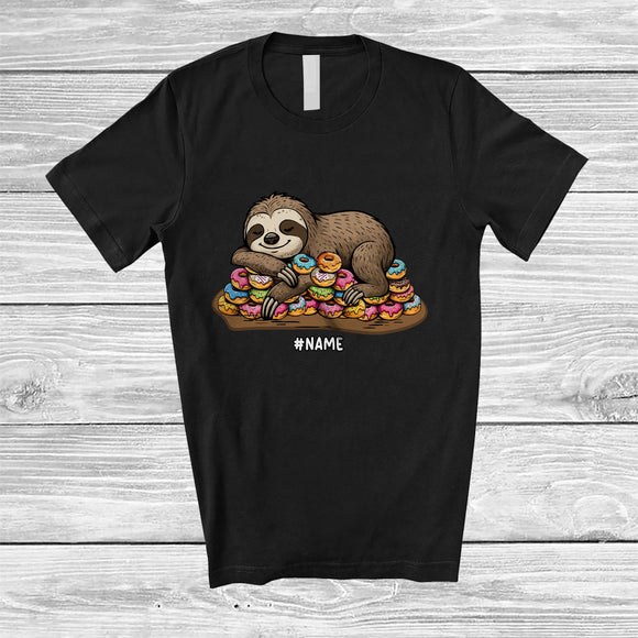 MacnyStore - Personalized Custom Name Sloth on Donuts; Adorable Sloth Cake Lover T-Shirt