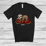 MacnyStore - Personalized Custom Name Sloth on Strawberries; Adorable Sloth Vegan Fruit Lover T-Shirt