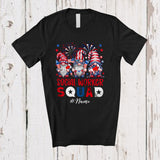 MacnyStore - Personalized Custom Name Social Worker Squad; Adorable 4th Of July Three Patriotic Gnomes T-Shirt