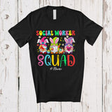 MacnyStore - Personalized Custom Name Social Worker Squad; Awesome Easter Three Bunny Gnomes; Egg Hunting T-Shirt