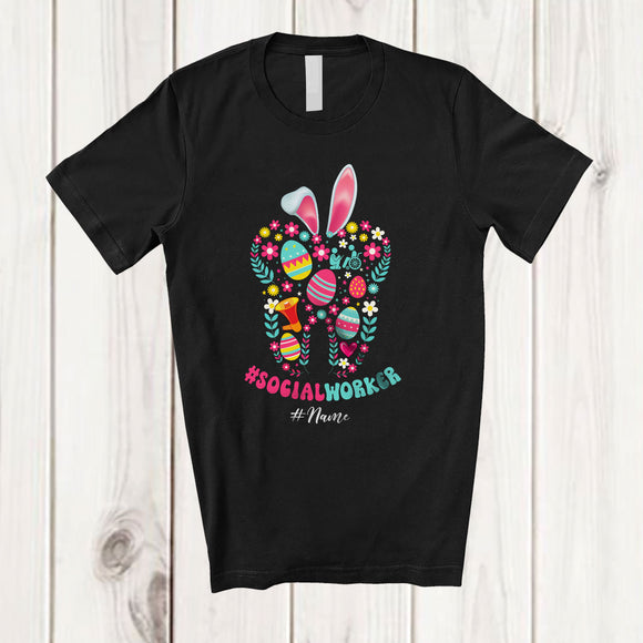 MacnyStore - Personalized Custom Name Social Worker; Fantastic Easter Egg Shape Bunny; Jobs Family T-Shirt