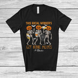MacnyStore - Personalized Custom Name Social Worker's Got Bone Moves; Joyful Halloween Pumpkin Skeletons T-Shirt
