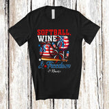MacnyStore - Personalized Custom Name Softball Wine Freedom; Joyful 4th of July Drinking Player; Patriotic T-Shirt
