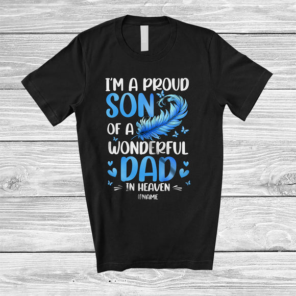 MacnyStore - Personalized Custom Name Son Of Wonderful Dad In Heaven; Proud Father's Day Memories T-Shirt