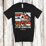 MacnyStore - Personalized Custom Name Sorry My Gecko Ate My Homework; Lovely Gecko Reptile T-Shirt