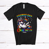 MacnyStore - Personalized Custom Name Sound Gay Count Me In; Joyful LGBTQ Pride Unicorn Flag Feral Animal T-Shirt