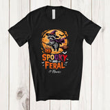 MacnyStore - Personalized Custom Name Spooky And Feral; Humorous Halloween Moon Raccoon Witch T-Shirt