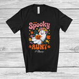 MacnyStore - Personalized Custom Name Spooky Aunt; Adorable Halloween Boo Ghost Flowers Floral; Family T-Shirt