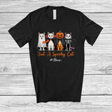 MacnyStore - Personalized Custom Name Spooky Cat; Lovely Halloween Four Cat Boo Pumpkin; Family T-Shirt