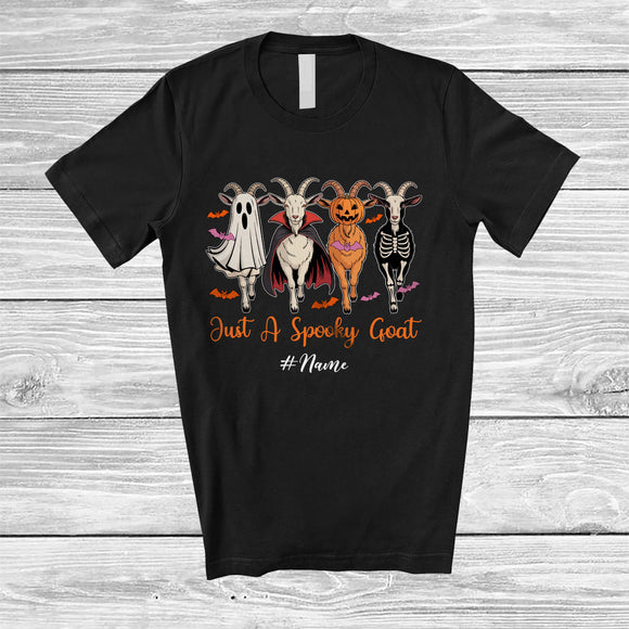 MacnyStore - Personalized Custom Name Spooky Goat; Lovely Halloween Four Goat Boo Pumpkin; Farmer T-Shirt