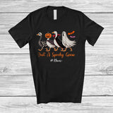 MacnyStore - Personalized Custom Name Spooky Goose; Lovely Halloween Four Goose Boo Pumpkin; Farmer T-Shirt