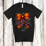MacnyStore - Personalized Custom Name Spooky Mom; Creepy Halloween Bat Bow Tie; Women Family Group T-Shirt