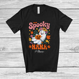 MacnyStore - Personalized Custom Name Spooky Nana; Adorable Halloween Boo Ghost Flowers Floral; Family T-Shirt