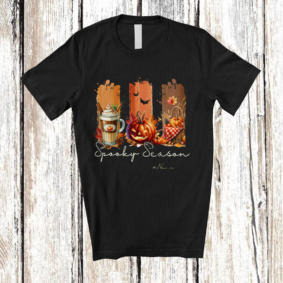 MacnyStore - Personalized Custom Name Spooky Season; Awesome Halloween Fall Autumn Pumpkin Coffee T-Shirt