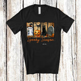MacnyStore - Personalized Custom Name Spooky Season; Horror Halloween Boo Ghost Black Cat Pumpkin T-Shirt