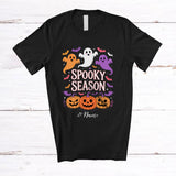 MacnyStore - Personalized Custom Name Spooky Season; Horror Halloween Boo Ghost Carved Pumpkin T-Shirt